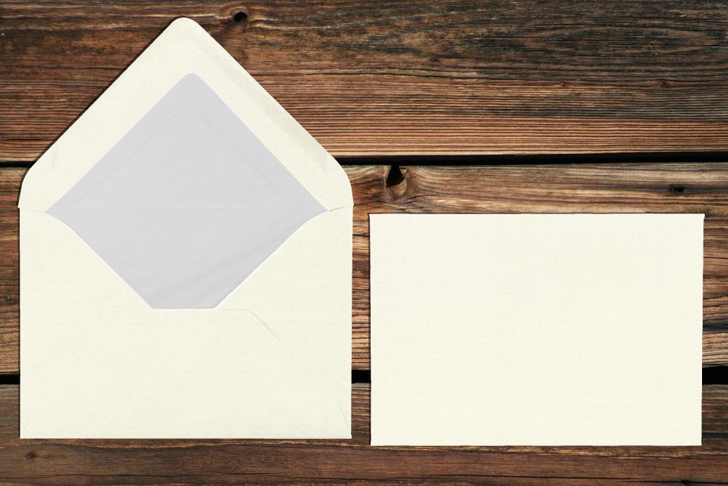 Briefhüllen mit Seidenfutter B6 125x176 mm Nassklebend Ivory gerippt 100 g/qm